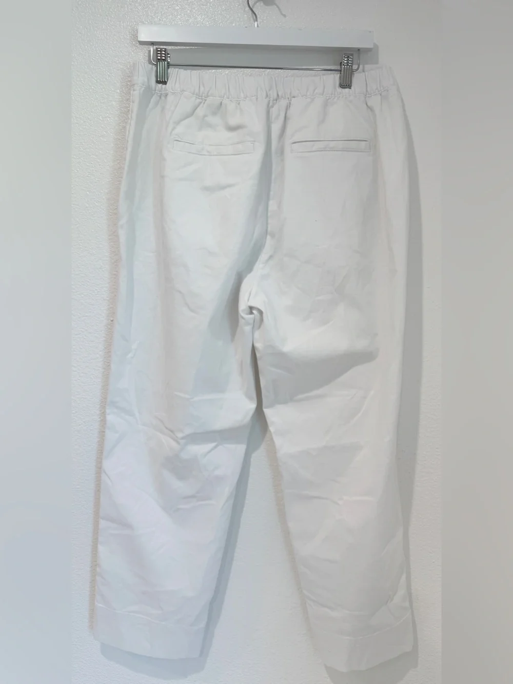 Banana Republic White Linen Blend Tapered High Rise Pants Coastal Boho Resort L